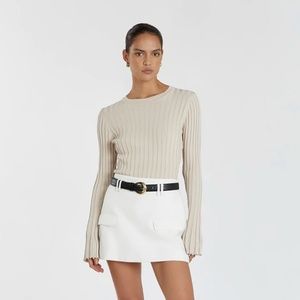 New with Tags Dissh Ada Long-Sleeve Knit Top [Stone, L]